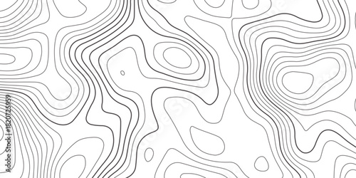 Abstract design with seamless pattern with lines topographic map. geographic mountain relief. the white on black contours topography stylized height of the lines. geographic contour map paper texture.