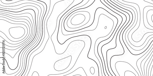 Abstract design with seamless pattern with lines topographic map. geographic mountain relief. the white on black contours topography stylized height of the lines. geographic contour map paper texture.