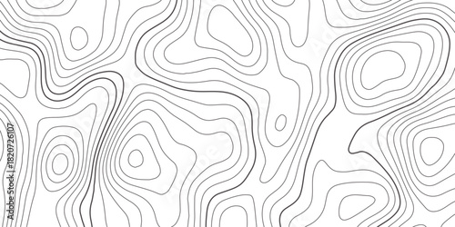 Abstract design with seamless pattern with lines topographic map. geographic mountain relief. the white on black contours topography stylized height of the lines. geographic contour map paper texture.
