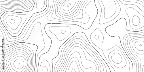 Abstract design with seamless pattern with lines topographic map. geographic mountain relief. the white on black contours topography stylized height of the lines. geographic contour map paper texture.