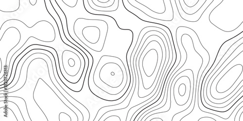 Abstract design with seamless pattern with lines topographic map. geographic mountain relief. the white on black contours topography stylized height of the lines. geographic contour map paper texture.