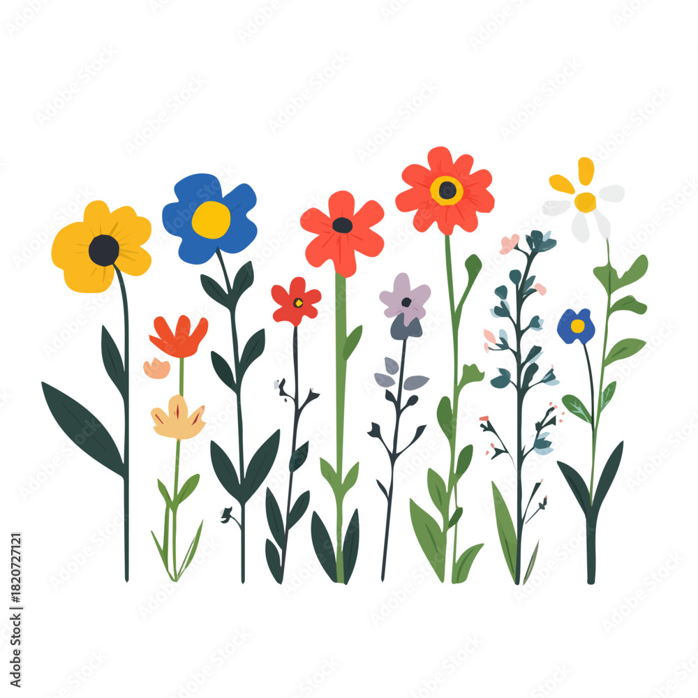 Obraz premium An Imaginary 2D flat icon wildflower garden, modern element in vector and EPS format_clean vector_isolated on a white background