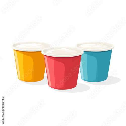 An Imaginary 2D flat icon yogurt cups group, modern element in vector and EPS format_clean vector_isolated on a white background