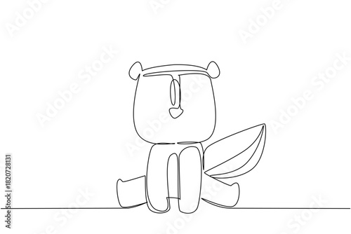 Continuous line drawing of an animal, a cute skunk sitting down with its large, bushy tail visible, symbolizing distinct. Nature concept related to an international event North American Wildlife Day.