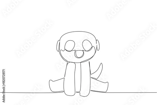Continuous line drawing of a small, cute meerkat sitting up, smiling, symbolizing a friendly and social animal. Nature concept related to an international event African Wildlife Day.