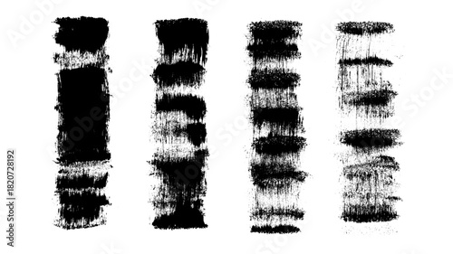 Roller ink streaks isolated. Black lino cut lines vector illustration