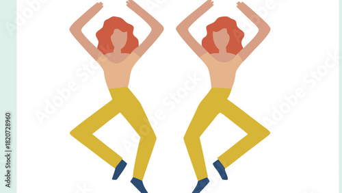 Dynamic vector illustration of a young woman gracefully dancing capturing movement and energy with vibrant colors and clean lines perfect for artistic and lifestyle projects