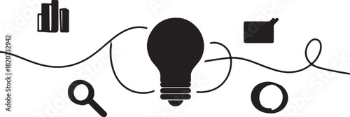 Idea generation concept lightbulb innovative thinking creative process solution brainstorming strategy  .