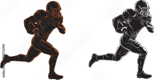 Two football player silhouettes running with ai logo