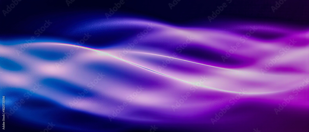 Fototapeta premium Smooth flowing horizontal light waves in purple and blue, creating a sleek futuristic motion effect for digital and abstract backgrounds.