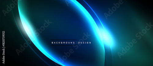 Abstract blue light shapes create dynamic background. Smooth gradients, modern design elements, sleek presentation. Minimalist style.