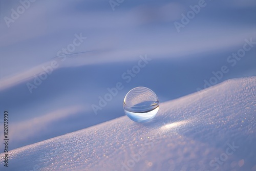 Glass Marble on a Snowy Surface - Winter Texture