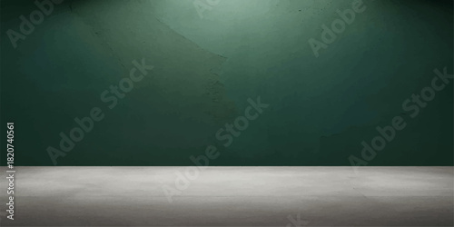 Empty room with green wall wooden floor and concrete texture design