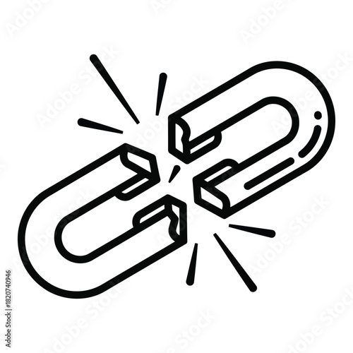Broken chain link icon representing disconnection and failure