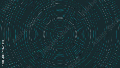 Technological background with moving light particles in circle. Futuristic design template for business, development, technology and future. Vector graphic horizontal layout