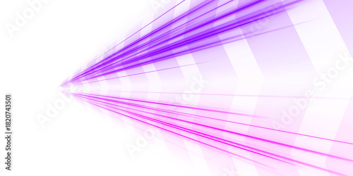 Tableau sur toile Abstract neon beams in vivid purple cut through a transparent background like rapid expressway lights