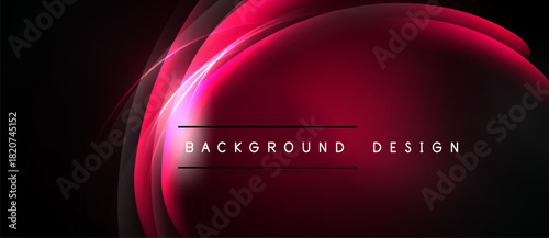 Abstract crimson curves over black backdrop. Modern design element, suitable for presentations, banners, digital art projects. Simple, elegant.