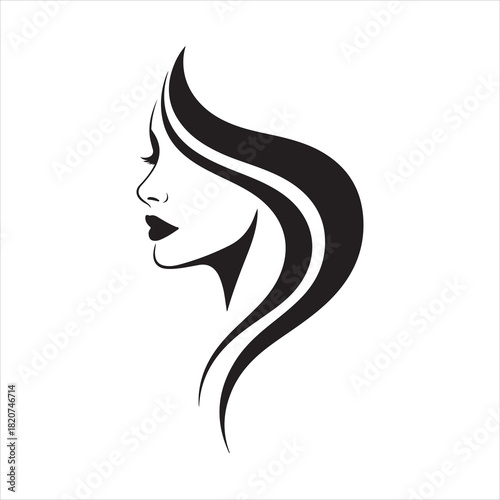 Woman Face Silhouette | Beauty Salon Logo | Female Hairstyle Vector