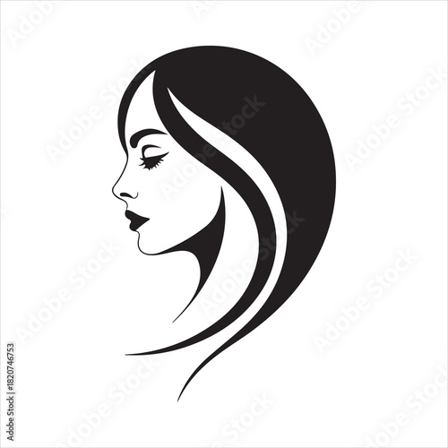 Woman Face Silhouette | Beauty Salon Logo | Female Hairstyle Vector
