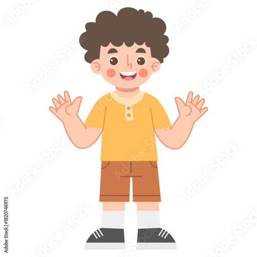 Illustration of a Boy Waving Hello