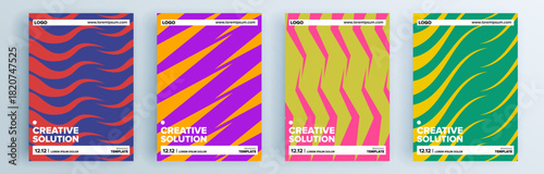 Modern abstract covers set, minimal covers design. Colorful geometric background, vector illustration.