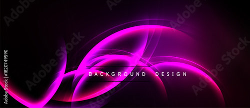 Abstract purple neon glow. Dynamic curves create modern background design. Dark space emphasizes bright lines, elegant composition.