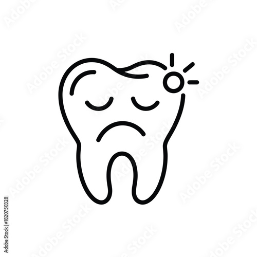 Sad tooth icon illustrating dental pain and discomfort