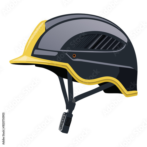 Futuristic Black and Yellow Safety Helmet with Adjustable Strap System for High-Risk Environments