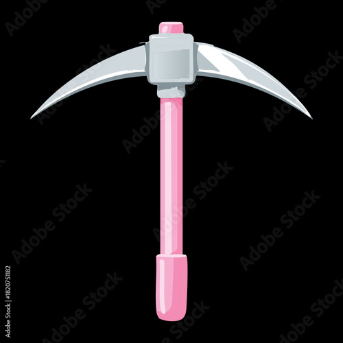 Modern Sleek Pickaxe Tool with Pink Handle and Dark Steel Head for Heavy Duty Work Projects