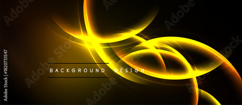 Abstract golden lines swirl over dark background. Dynamic energy radiates from glowing curves, creating modern design.