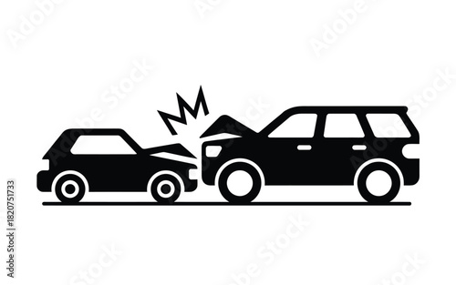 Two cars colliding in a road accident icon