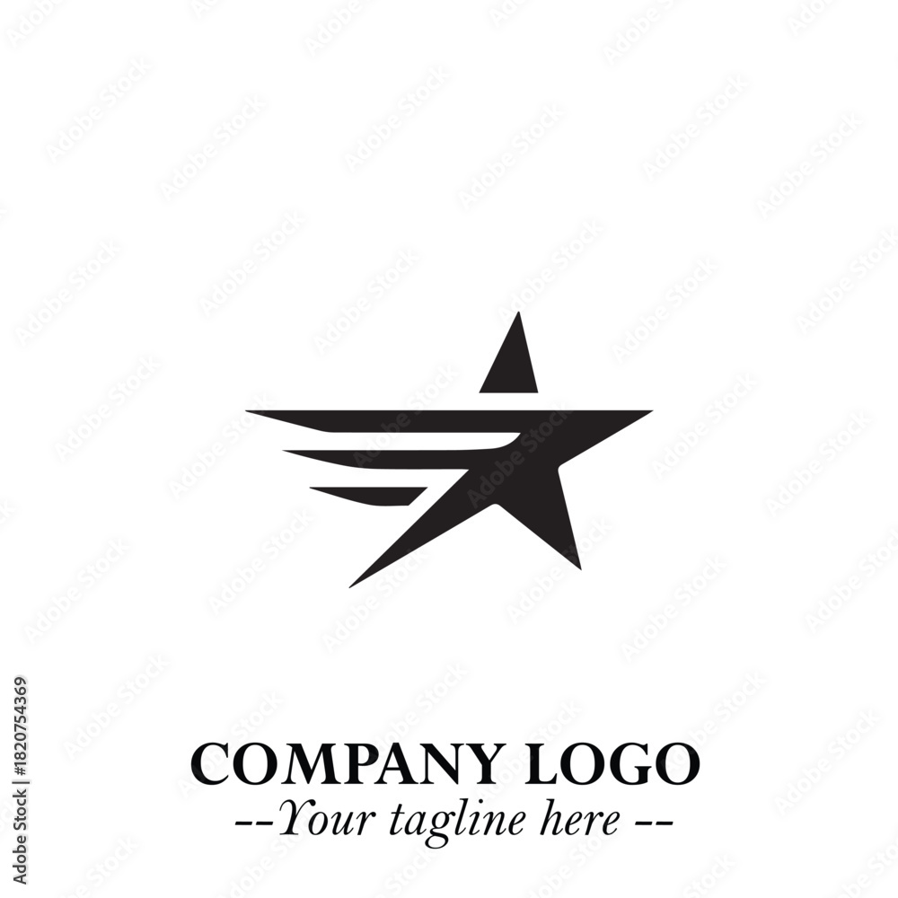 Obraz premium Minimalist Star Logo Symbol in Black on White Background – Modern Vector Shape for Branding & Design