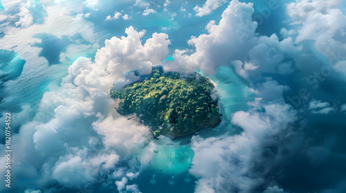 aerial view from sky looking down at tropical