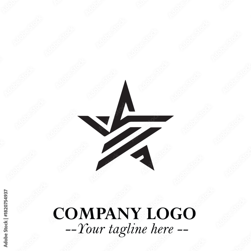 Obraz premium Minimalist Star Logo Symbol in Black on White Background – Modern Vector Shape for Branding & Design