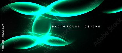 Abstract turquoise lines over black background. Modern design element, dynamic curves create visual interest. Simple, elegant composition.