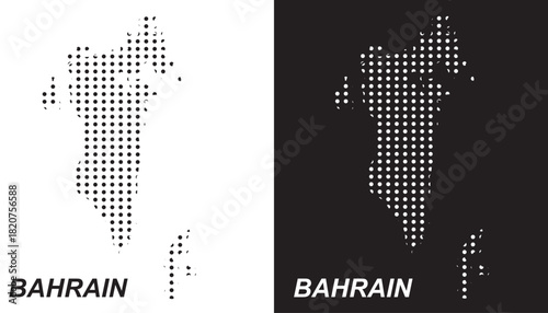 Bahrain Dot Map Vector, Digital Geometric Silhouette, Infographic Template, Point Scale Technology Concept, Middle East Island Country EPS