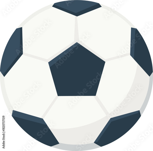 Flat vector illustration of a classic soccer ball with bold smooth shapes and minimal shading