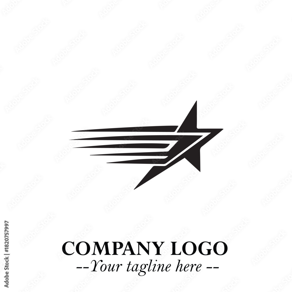 Obraz premium Minimalist Star Logo Symbol in Black on White Background – Modern Vector Shape for Branding & Design