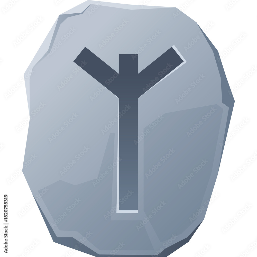 Obraz premium Rune Stone Engraved With The Rune Symbol For Fertility Or Strength On A Light Gray Background