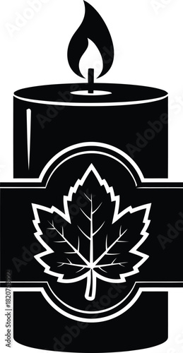 Free Download Black candle with maple leaf emblem and flame - GFXLoad