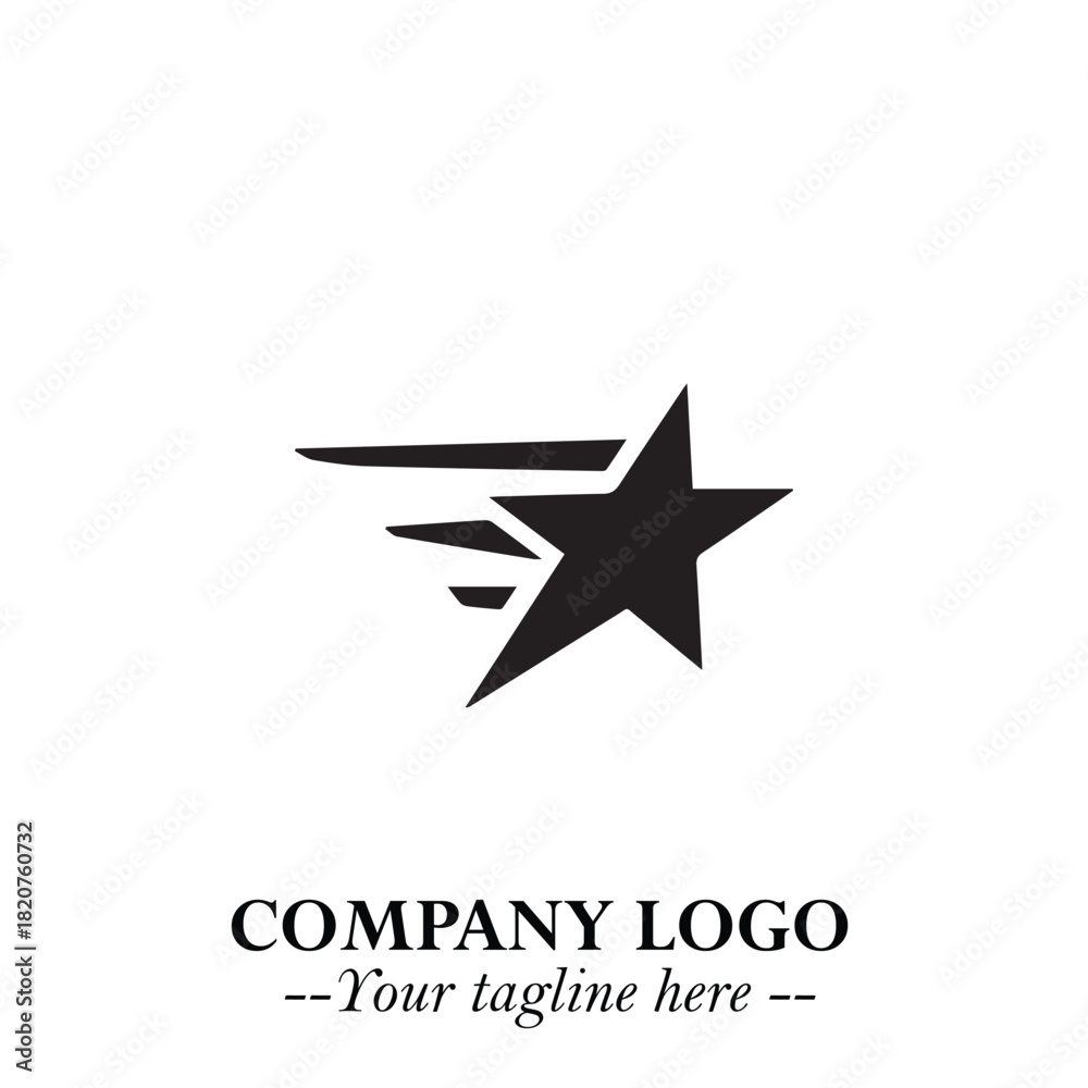Obraz premium Minimalist Star Logo Symbol in Black on White Background – Modern Vector Shape for Branding & Design