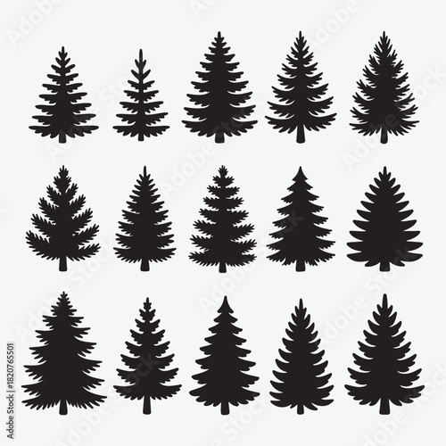 Seamless pattern of green cannabis and pine leaves, fir branches, and holiday winter decoration trees vector illustration design