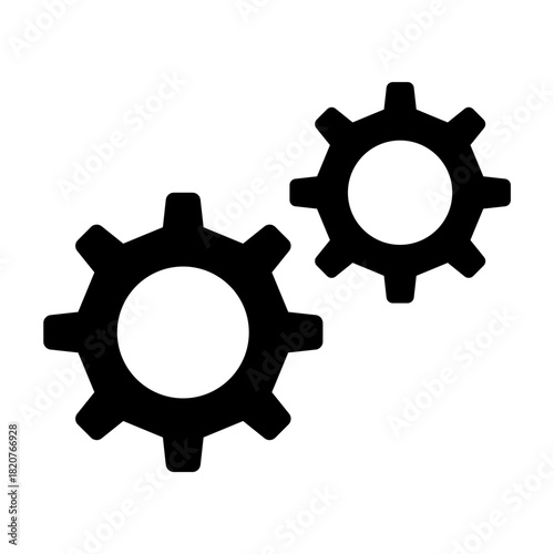 Glyph icon of gears representing market operations and system optimization.