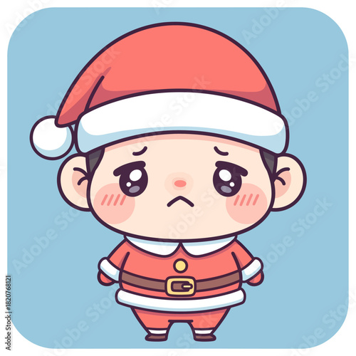Adorable Sad Santa Claus Character with a Festive Costume and Disappointed Expression for Holiday Designs