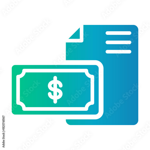 Gradient color icon of dollar bill with document representing financial tracking.