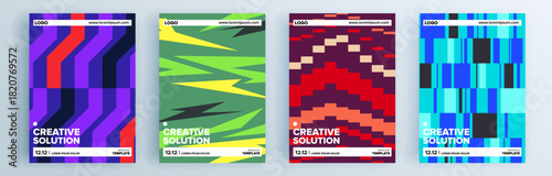 Modern abstract covers set, minimal covers design. Colorful geometric background, vector illustration.