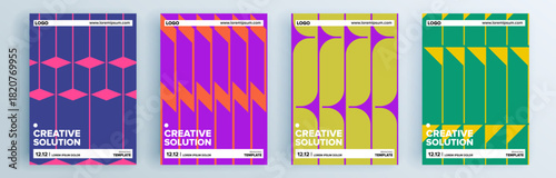 Modern abstract covers set, minimal covers design. Colorful geometric background, vector illustration.