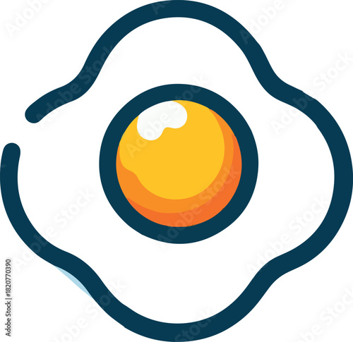 A vibrant illustration of a fried egg, showcasing a yellow yolk and a white outline.