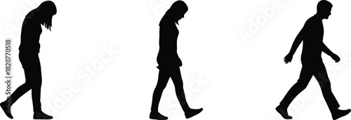 Dejected and Thoughtful Walkers Silhouette