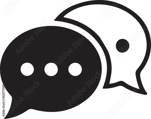 Chat bubble icon showing ongoing dialogue and conversation message communication symbol illustration